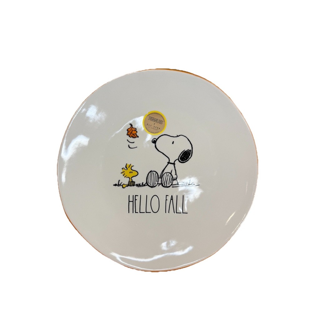 Rae Dunn Peanuts Snoopy & Woodstock "Hello Fall" Dinner Plate 11"‎ NEW